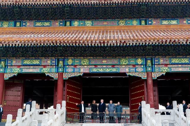 Donald Trump, former U.S. President, and Melania Trump with Chinese President Xi Jinping and his wife.