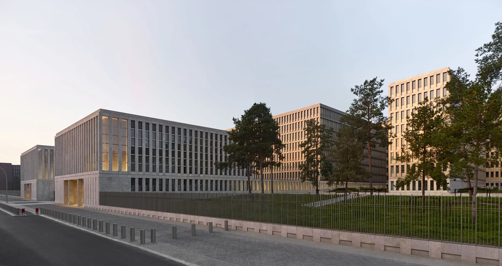 Exterior view of the Bundesnachrichtendienst (BND) headquarters building in Berlin.