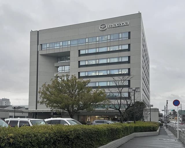 Exterior of Mazda Motor Corporation headquarters building in Hiroshima, Japan.