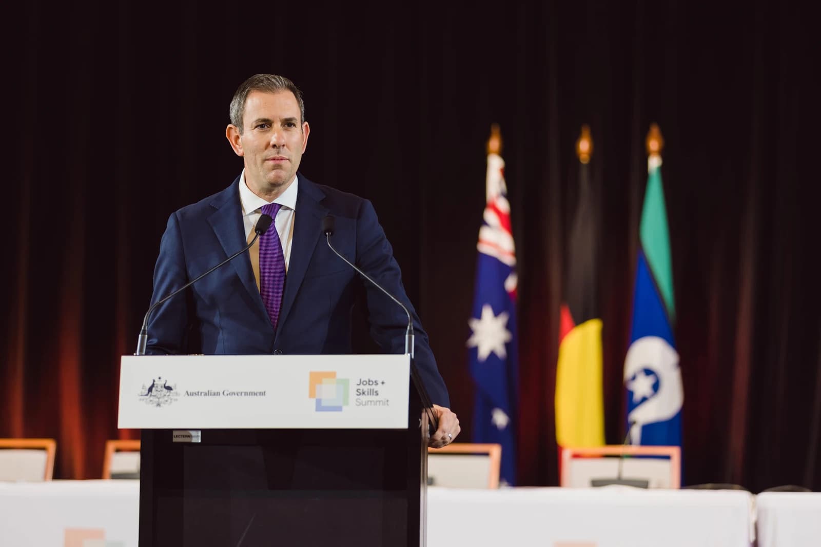 Jim Chalmers, Treasurer of Australia, speaking at the Jobs and Skills Summit.