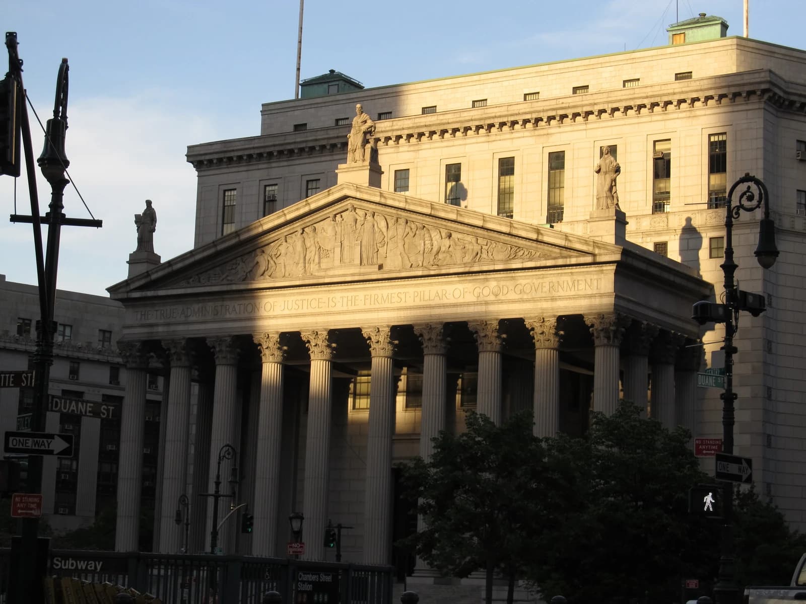 Exterior view of the New York County Courthouse in Manhattan.