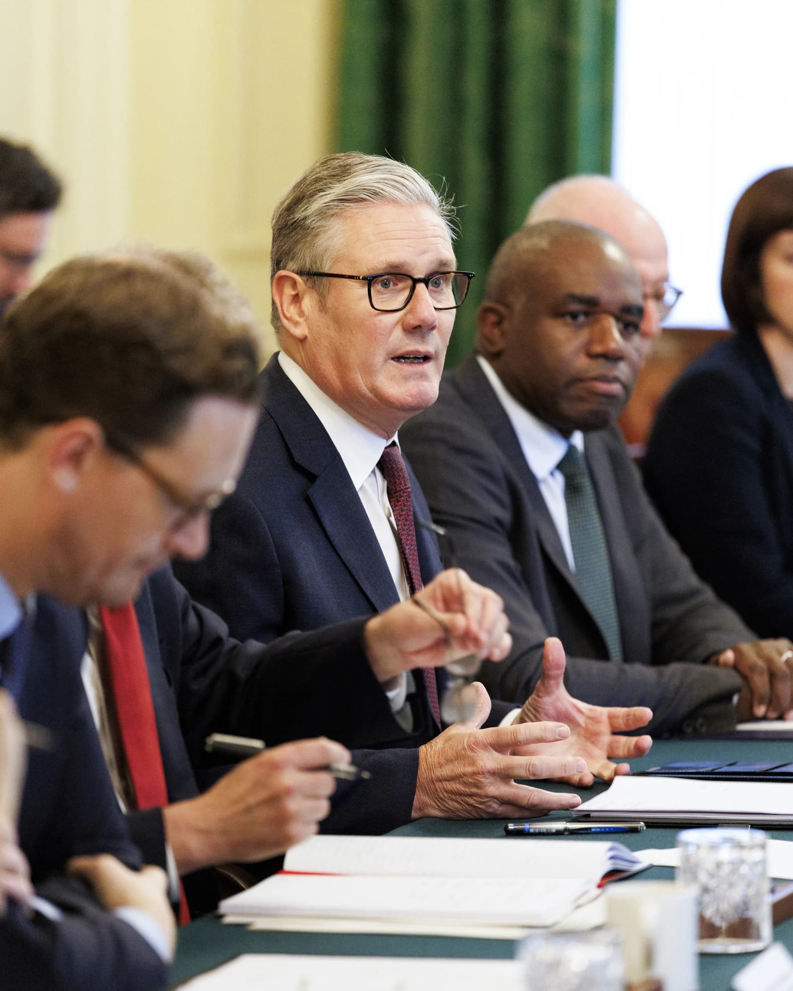 Prime Minister Keir Starmer speaking at a cabinet meeting.