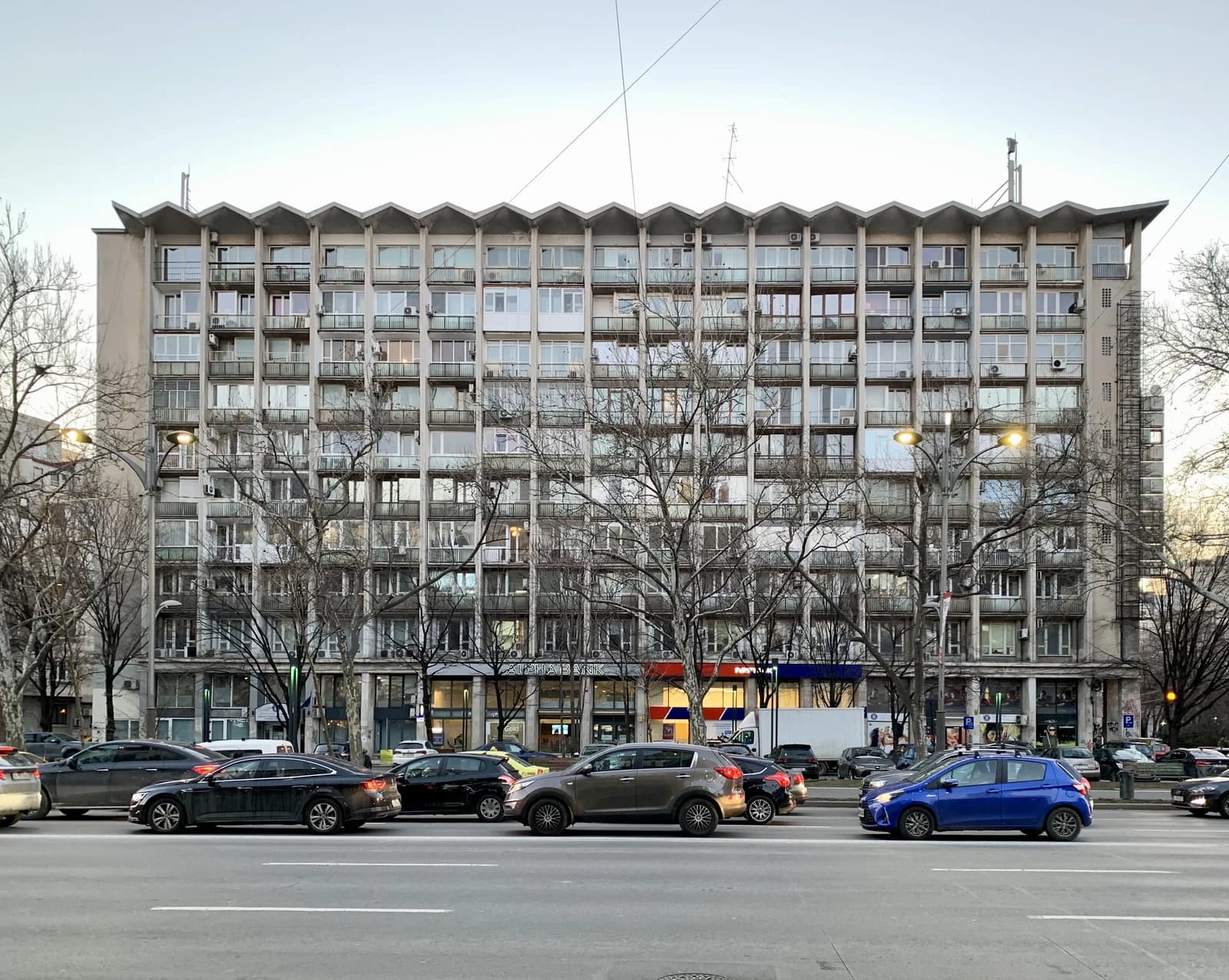 ONT apartment building on Bulevardul Gheorghe Magheru in Bucharest, Romania.