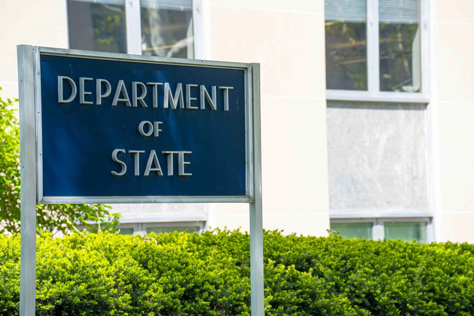 Department of State sign outside the Harry S. Truman Building in Washington, D.C.
