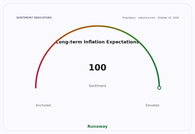 Gauge dial showing long-term inflation expectations at 100, in the 'Runaway' zone.