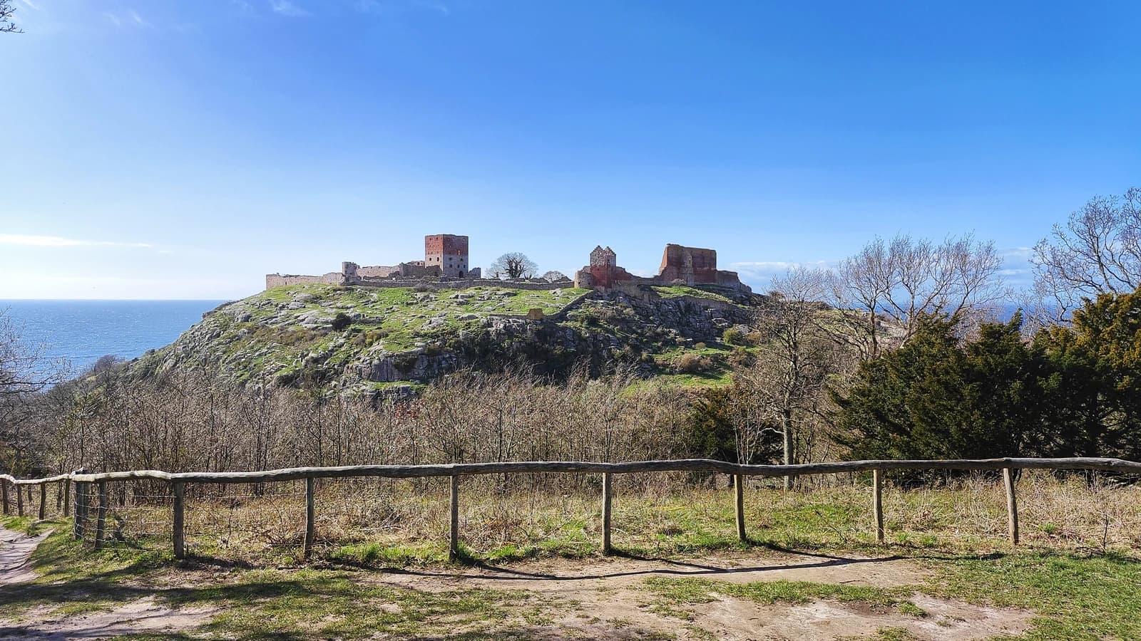 Hammershus Castle ruins, a historic site on the island of Bornholm, Denmark.