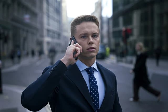 Julio Alonso Ortega on a phone call in London's financial district.
