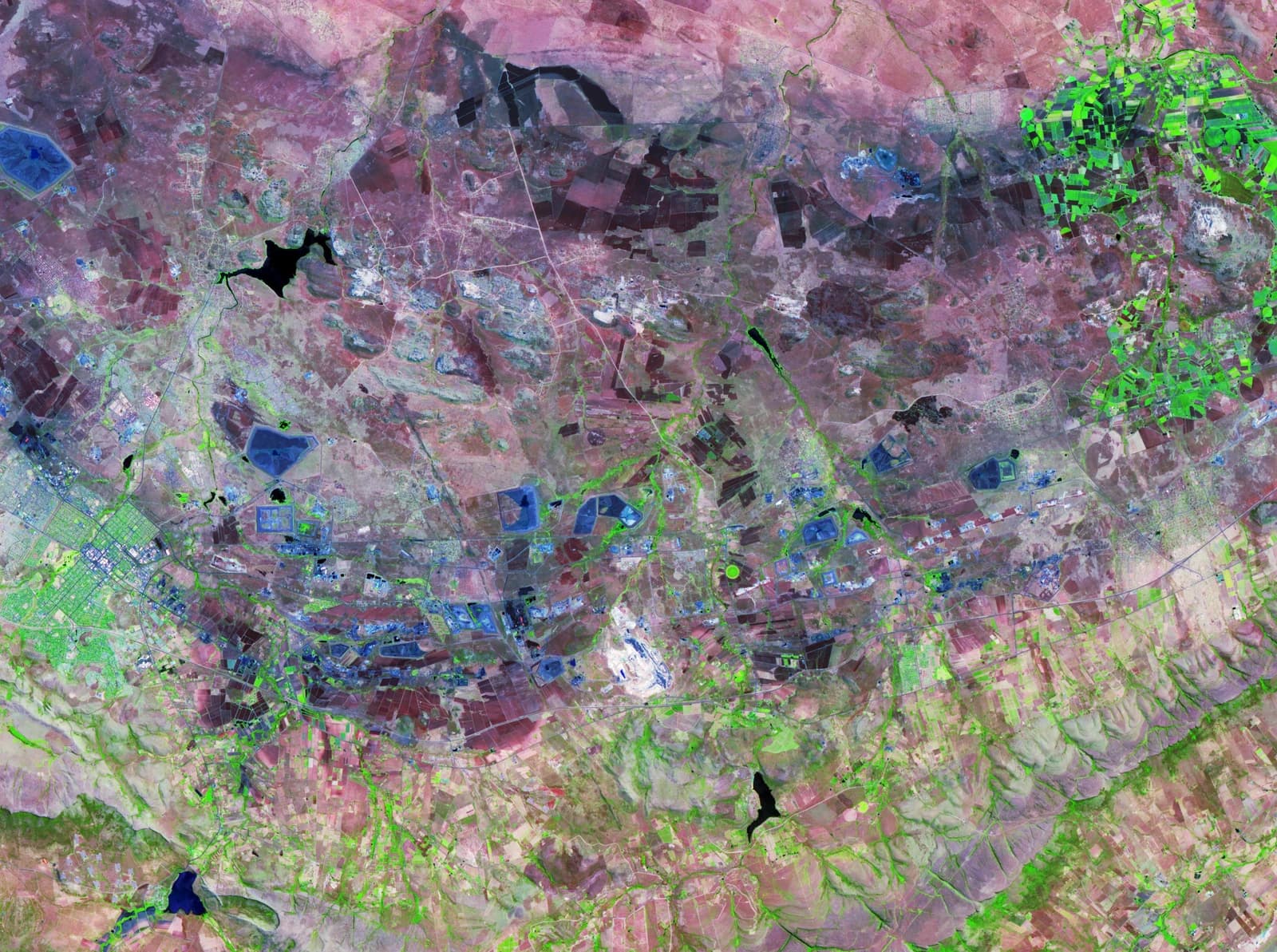 Satellite view of the Bushveld Igneous Complex in South Africa.