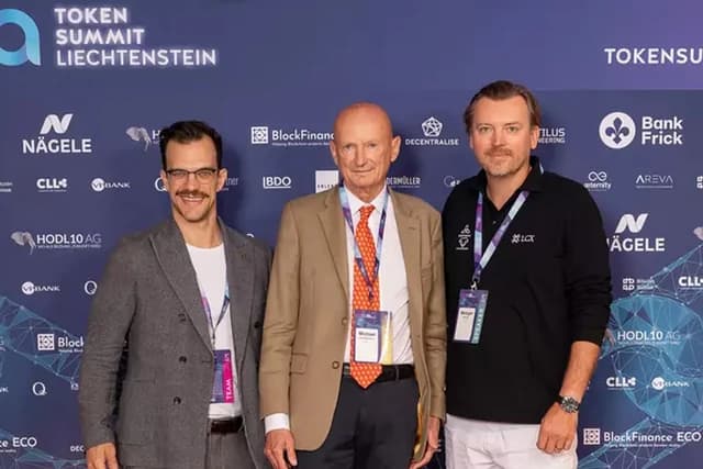 Mauro Casellini, Prince Michael von Liechtenstein, Monty Metzger at a crypto conference.