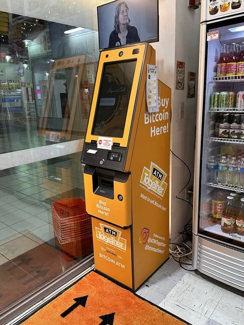 Bitcoin ATM machine inside a store in Miami, Florida.