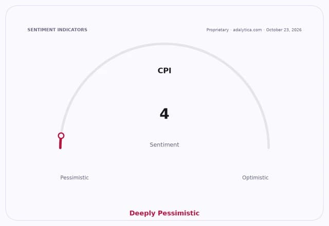 CPI sentiment gauge dial pointing to 4, labeled 'Deeply Pessimistic'.