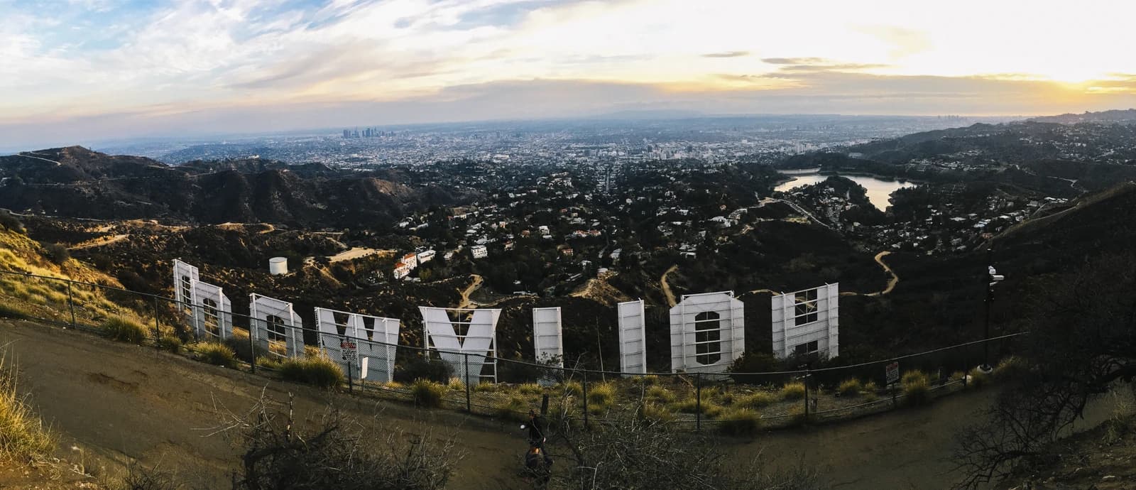 The iconic Hollywood sign overlooking the city of Los Angeles.