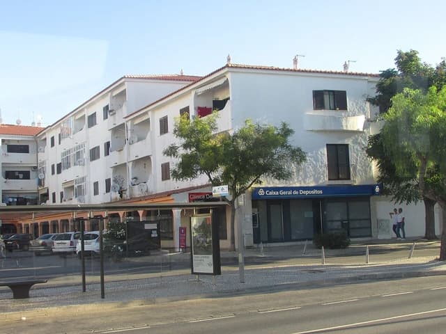 Caixa Geral de Depósitos bank branch on a street in Albufeira, Portugal.