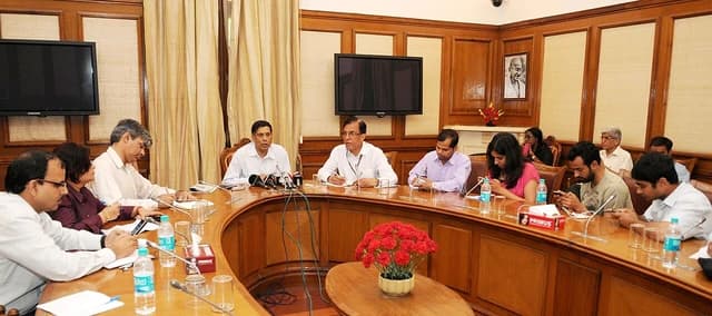 Arvind Subramanian, Chief Economic Adviser, Ministry of Finance, briefs media in New Delhi.