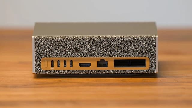 Rear ports of an NVIDIA DGX Spark AI hardware unit.