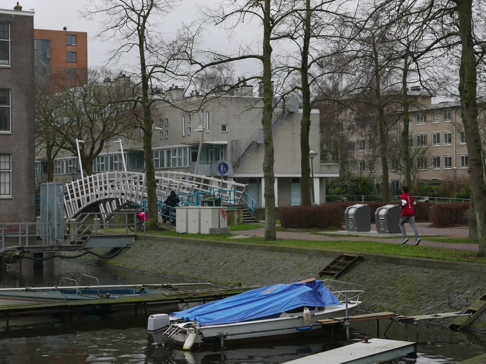 Residential buildings and canal in the Wittenburg neighborhood of Amsterdam, Netherlands.