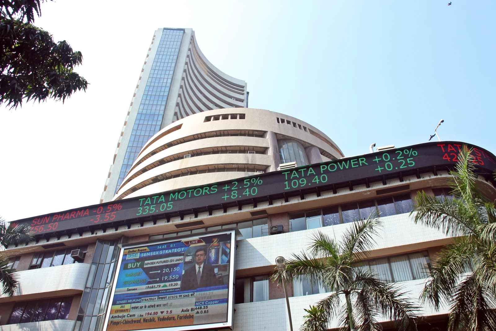 Bombay Stock Exchange building at Dalal Street in Mumbai, India.